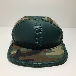 Handmade vegan leather hat---Camouflage